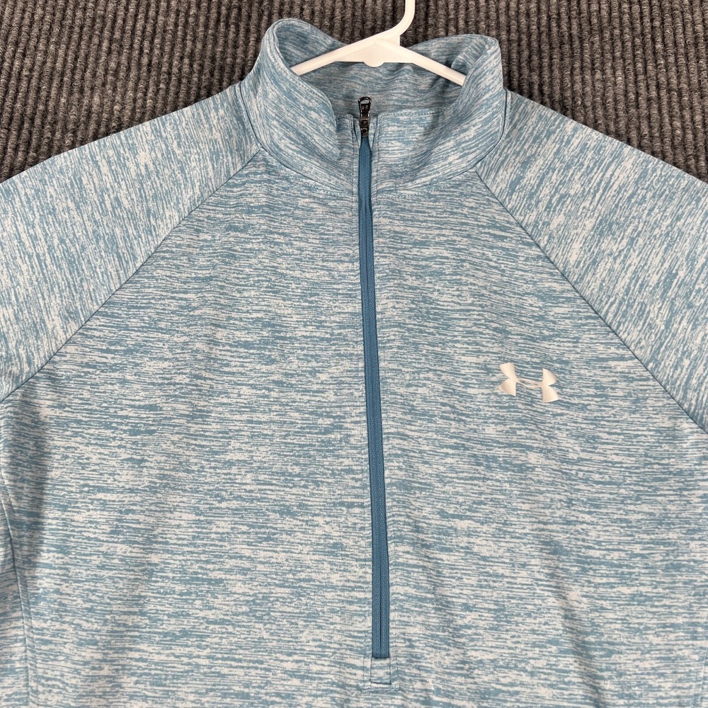 Under Armour Shirt Womens Small Blue Long Sleeve 1/4 Zip Heat Gear Loose Fit